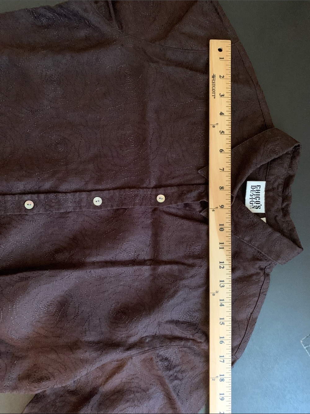 Chicos Design Size 1 Women Medium Top 100% Linen 3/4 Sleeves Top Button Missing - Picture 8 of 8